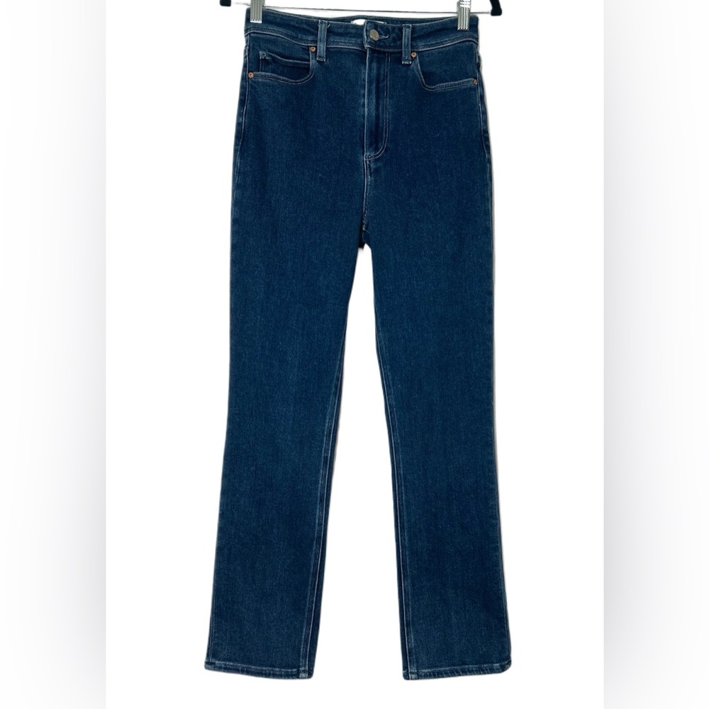 PAIGE High Rise Cindy Med Blue Wash Denim Jeans Size 27 Bootcut Cropped Casual
